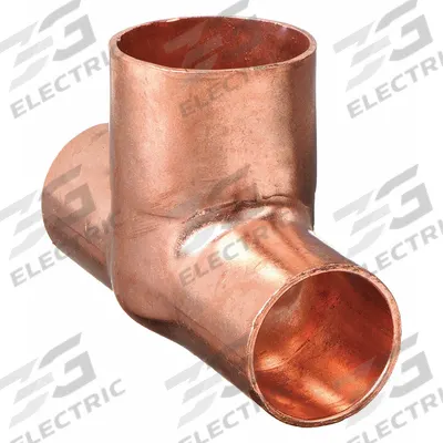 NIBCO Sweat Fitting Tee: 3/4 in CTS x 3/4 in CTS x 1 in CTS, Cup x Cup x Cup - Wrot Copper Tube Fittings