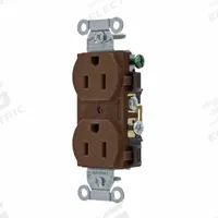 BRYANT Receptacle: Duplex, 5-15, Brown, 125V AC, 15 A, 2 Pole / 3 Wire (MPN CBRS15)