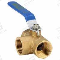 APPROVED VENDOR Manual Three-Way Ball Valve: 1 in, Brass, L Flow, FNPT x FNPT x FNPT, Two-Piece (MPN 1PZA3). Key specifications — Brand: APPROVED VENDOR; Handle: Lever.