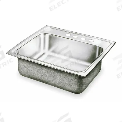 ELKAY Bowl Drop-In Sink: 25 in Overall Lg, 22 in Overall Wd, 7 3/4 in Bowl Dp - One-Bowl Counter-Mounted Kitchen & Bar Sinks without Faucets