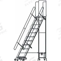 BALLYMORE Hybrid Ladder: 9.3 ft Platform Ht, Unassembled, Spring-Loaded Casters, Aluminum/Steel (MPN HY-LA-113212P-F). Key specifications — Brand: BALLYMORE; Color: Gray; Handrail Configuration: Double Handrails.