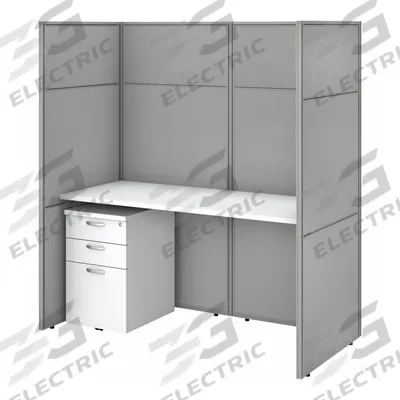 BUSH BUSINESS FURNITURE Modular Cubicle Workstation: 66 in Overall Ht, 61 in Overall Wd - Office Cubicles with Privacy Panels