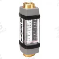 HEDLAND Mechanical Flowmeter: Water and Other Fluid Meter, Scale, Variable Area, Inline, Universal (MPN H605B-015). Key specifications — Display Type: Scale; O-Ring Material: Viton; Includes Flow Rate Adjustment Knob: No; Includes Pressure Guage: No; Mounting Orientation: Universal; Unit Of Measure: Gallons; Brand: HEDLAND; Accuracy: +/-2%.