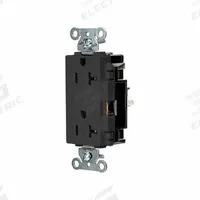 HUBBELL Receptacle: Decorator Duplex, 5-20, Black, 125V AC, 20 A, 2 Pole / 3 Wire (MPN HBL2162STBK)