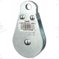 APPROVED VENDOR Pulley Block: Fixed, Upright Mount, Pulling, 600 lb Working Load Limit, Wire Rope (MPN 4JX70). Key specifications — Product Type: Pulley Block; Brand: APPROVED VENDOR; Compatible Rope Type: Wire Rope; Pulley Type: Fixed; Attachment Type: Fixed Eye; Operation: Pulling; Bearing Type: Sleeve; Finish: Zinc.