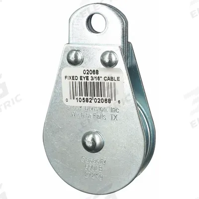 APPROVED VENDOR Pulley Block: Fixed, Upright Mount, Pulling, 600 lb Working Load Limit - Fixed-Eye Attached Pulley Blocks