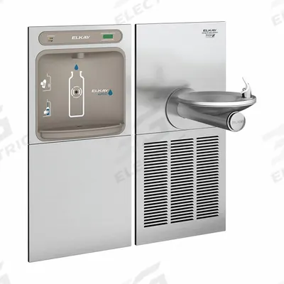 ELKAY Drinking Fountain with Bottle Filler: In-Wall, 8 gph @ 50°F, Stainless Steel - In-Wall Two-Level Drinking Fountains with Bottle Fillers