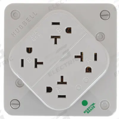 HUBBELL Receptacle: Hospital Grade Fed. Spec., Quad, 5-20R, Gray, 125V AC, 20 A - General Purpose Receptacles