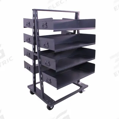 VALLEY CRAFT A-Frame Cart: 2,500 lb, 8 Shelves, Gray, 38 in L x 30 in W x 63 in H - Preconfigured Tray Carts