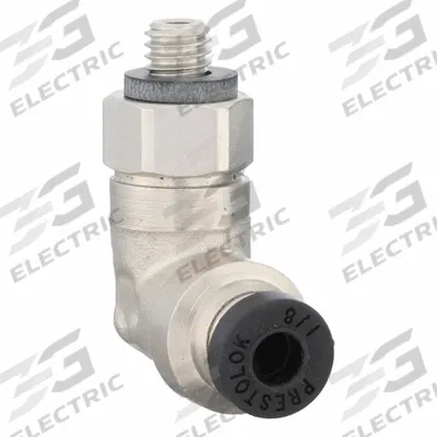 PARKER Push-Fit Elbow Fitting: 1/8 in OD x 3/16 in Pipe Size, Push-to-Connect x UNF - Nickel-Plated Brass Tube Fittings