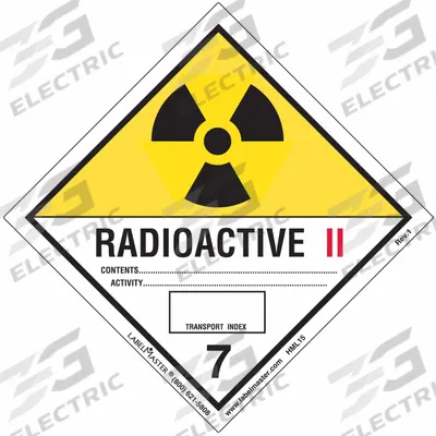 LABELMASTER Radioactive Placard: Radioactive II, 3 15/16 in x 4 in, 3 15/16 in Label Ht - Class 7: Radioactive