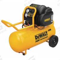 DEWALT Portable Air Compressor: Oil Free, 15 gal, Horizontal, 1.6 hp, 5 cfm @ 90 psi, 120V AC, 15 A (MPN D55167). Key specifications — attr48686: Oil Free; attr48685: 120V AC; attr48678: 15 A; attr48671: DEWALT; attr124308: Standard (75 dBA or more).