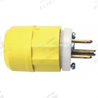 LEVITON Straight Blade Plug: 5-15P, 125V AC, 15 A, 2 Pole, 3 Blade, White/Yellow (MPN 5266-CY)