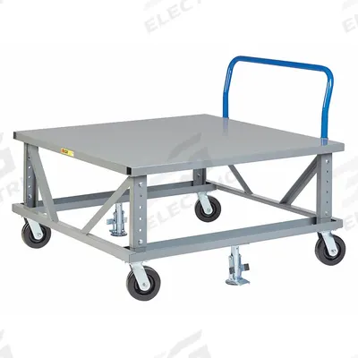 LITTLE GIANT Mobile Pallet Stand: 3,600 lb, Gray, (4) Swivel - Ergonomic Adjustable-Height Open-Deck Steel Pallet Dollies