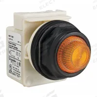 SCHNEIDER ELECTRIC Pilot Light: 30 mm Panel Mounting Size, Amber, Incandescent, 9001SK Series (MPN 9001SKP1A31). Key specifications — Series: 9001SK; Brand: SCHNEIDER; Includes Push-To-Test: No Push-To-Test Included.