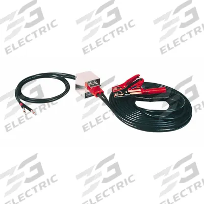 ASSOCIATED EQUIP Plug-In Booster Cable Set: Crimped, 4 AWG, Std Jaw, 25 ft Cable Lg, Black - Plug-In Jumper Cables