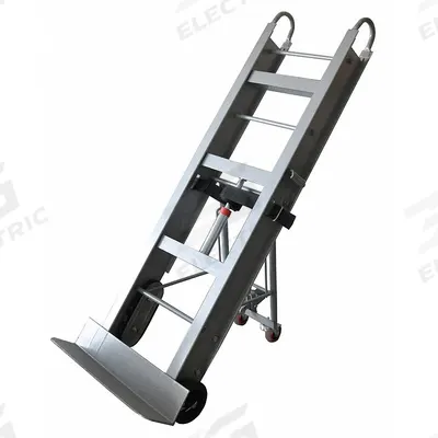 Dayton Appliance Hand Truck: 550 lb, Dual-Loop, Silver, Aluminum, Tread on Core - Ergonomic Tilt-Back Appliance Hand Trucks