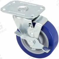 APPROVED VENDOR Plate Caster: Swivel, Side Brake, Polyurethane, 3 in Wheel Dia, 1 1/4 in Wheel Wd (MPN 400K66). Key specifications — Wheel Bearing Type: Delrin; Wheel/Tread Color: Blue; Brand: APPROVED VENDOR; Caster Type: Swivel with Brake.