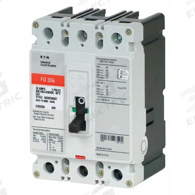EATON Molded Case Circuit Breaker: 40 A Amps, 65kA at 240/277V AC, Fixed, ABC - FD-Frame Eaton Molded Case Circuit Breakers