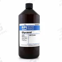 RPI Glycerol: 1 L Volume, USP, BSE/TSE Free, Liquid, Plastic (MPN G22020-1.0). Key specifications — Form: Liquid; Special Information: BSE/TSE Free; Brand: RPI; Chemical Grade: USP; Container Material: Plastic.