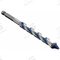 BOSCH Hybrid Drill Bit: 1/2 in Drill Bit Size, 7 1/2 in Overall Lg, Straight Shank, Carbon Steel (MPN NKST08). Key specifications — attr255259: Hybrid Ship and Spur Auger; attr255260: Carbon Steel; attr255261: PTFE; attr277197: BOSCH.