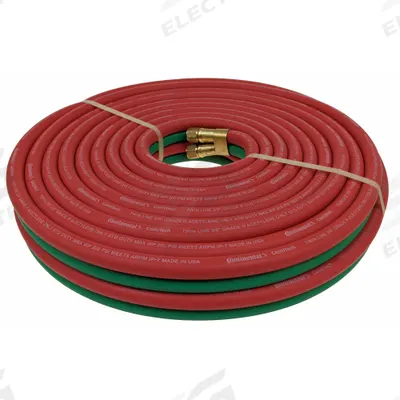 CONTINENTAL Twin Line Welding Hose: 3/8 in Hose Inside Dia., Green/Red, BB x BB - Grade R Twin-Line Welding Hose Assemblies