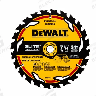 DEWALT Circular Saw Blade: 7 1/4 in Blade Dia., 24 Teeth, 0.07 in Cut Wd, 5/8 in Arbor Size - Wood-Cutting Blades