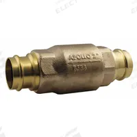 APOLLO Ball Cone Check Valve: Ball, Inline Valve Body, Bronze, 1 in Pipe Size, Press x Press, Std (MPN 61LF10501PR). Key specifications — Ball Material: RPTFE; Brand: APOLLO.
