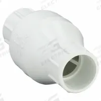 DAYTON Spring Check Valve: Inline Valve Body, 1 1/4 in Pipe Size, Socket x Socket, PVC, Female, Std (MPN 4RG73). Key specifications — Brand: DAYTON; Poppet Material: Stainless Steel.