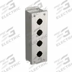 HAMMOND Push Button Enclosure: 30mm, 4 Holes, 304 Stainless Steel, NEMA 3R/4/4X (MPN 1435SSD). Key specifications — attr211299: HAMMOND; attr1043605: Washdown-Corrosion-Resistant.