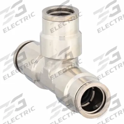 APPROVED VENDOR Push-Fit Tee Fitting: 3/8 in OD x 3/8 in OD x 3/8 in OD Size, Brass - Nickel-Plated Brass Tube Fittings