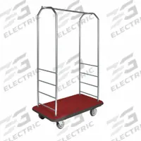 CSL Bellman Cart: 1 in Frame Dia, 43 in Overall Lg, 23 in Overall Dp, 72 1/2 in Overall Ht, Red (MPN 2099BK-040-RED). Key specifications — Brand: CSL; Frame Finish: Stainless Steel; Product Type: Bellman Cart; Caster Type: Polyurethane Swivel Casters.