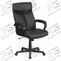 FLASH FURNITURE Office Chair: Raya, Black, Faux Leather Material, 25 1/2 in Back Ht, 19 in Seat Wd (MPN GO-2196-1-GG). Key specifications — attr995518: Raya; attr982877: Black; attr982913: Yes; attr982865: Black; attr982870: FLASH FURNITURE; attr982901: Black.