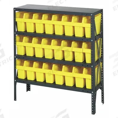 QUANTUM STORAGE SYSTEMS Bin Shelving: 36 in x 18 in x 39 in, 1 Sided, 24 Bins, Open - Metal Stationary Bin Shelving with Open-Front Bins