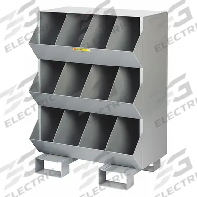LITTLE GIANT Stationary Storage Bins: 32 in x 20 in x 42 in, Pallet, 12 Compartments - Stationary Stacking Bin Units