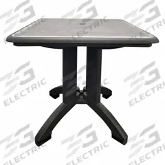 GROSFILLEX Folding Patio Table: Zinc, Resin, 28 3/8 in Overall Ht, 32 in Overall Wd, Polypropylene (MPN US744002). Key specifications — Frame Color: Black; Frame Material: Polypropylene; Tabletop Color: Zinc; Tabletop Material: Resin.