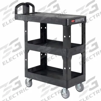 RUBBERMAID COMMERCIAL PRODUCTS Utility Cart: 600 lb, 3 Shelves, 38 in L x 17 in W Self - Utility Carts With Ergonomic Handles
