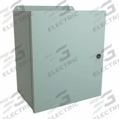 HAMMOND Electrical Enclosure: Steel, 14 in x 12 in x 8 in, NEMA 12/13/3R/4, w/Panel, Solid Cover (MPN EJ14128). Key specifications — Closure Method: Latches; Brand: HAMMOND; Knockouts: Not Included.