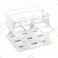 Tube Rack: 3 3/8 in Overall Wd, 4 3/8 in Overall Ht, 4 3/8 in Overall Lg, POM, White, (9) Wells (MPN HS27505A). Key specifications — Material: POM; Mounting Location: Benchtop; Color: White; Product Type: Test Tube Rack; Total Holding Capacity: (9) Wells; Brand: HEATHROW SCIENTIFIC.