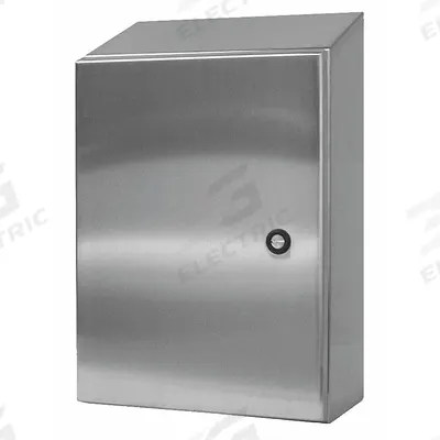 WIEGMANN Sloped Top Enclosure: 304 Stainless Steel, 16 in x 16 in x 8 in, NEMA 12/13/3R/4/4X - Stainless Steel Enclosures