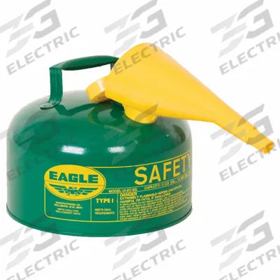 EAGLE Type I Safety Can: For Use With Oil, 2 1/2 gal Capacity, Includes Funnel - Oil Safety Cans
