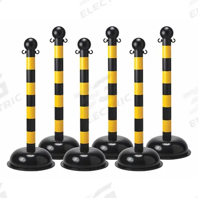 APPROVED VENDOR Barrier Post: 41 in Overall Ht, Black/Yellow, Polyethylene, Plastic - Dome-Base Plastic Chain Barrier Receiver Posts