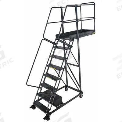BALLYMORE Rolling Cantilever Ladder: 6.7 ft Platform Ht, Unassembled, Locking Casters - Unsupported Cantilever Ladders