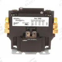 Pole Contactor: 1 Relay, SPST, Normally Open, 24V AC Coil (MPN 94 388S1). Key specifications — Manufacturer Part Number: 94 388S1; Brand: WHITE-RODGERS; Contact Form: SPST; Low Voltage Contact Form: DPST.