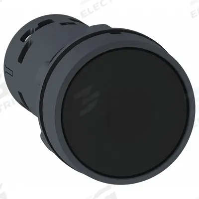 SCHNEIDER Flush Push Button: Black, 22 mm Mounting Size, Non-Metallic - Flush-Mount & Recessed Push-Button Operators