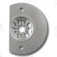 FEIN Oscillating Tool Blade: 3 3/8 in Blade Wd, 3 3/8 in Overall Lg, Long Cutting, High Speed Steel (MPN 63502113210). Key specifications — attr1097568: Long Cutting; attr1097557: FEIN; attr1097582: Plastic.
