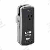 EATON TRIPP LITE Outlet Strip: 2 Outlets, 1 1/2 ft Cord Lg, 306 J Rated Energy, 13 A Current, Black (MPN TRAVELER3USBC). Key specifications — Brand: EATON TRIPP LITE; Mounting Style: Keyhole.
