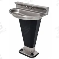 ACORN Wash Fountain: Black/Silver, Stainless Steel, Oval, 17 1/4 in Overall Wd, P-Trap Drain, 3401 (MPN 3402-2-F-VPB-MXTP). Key specifications — Bowl Shape: Oval; Drain Type: P-Trap; Color: Black/Silver; Brand: ACORN; Series: 3401; Sink Material: Stainless Steel; ADA Compliant: Not ADA Compliant.