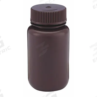 GLOBE SCIENTIFIC Sampling Bottle: HDPE, 125 mL, 4.22 fl oz, Closure Included, Amber - HDPE Wide Mouth Round Lab Bottles