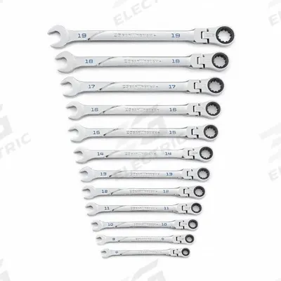 GEARWRENCH Combination Ratcheting Wrench Set: Alloy Steel, Full Polish Chrome, 12 Tools - SAE 12-Point Ratcheting Combination Wrench Sets